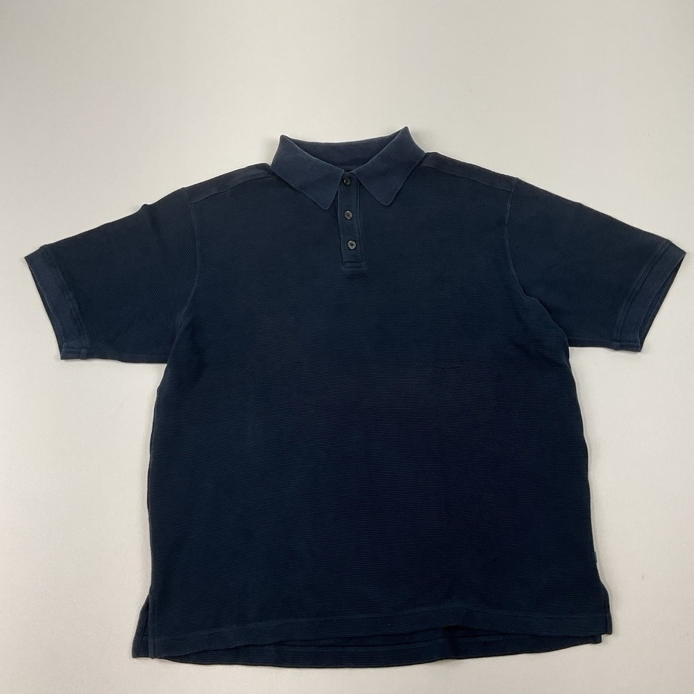 Tommy Bahama Polo Shirt‎ XL Navy Blue Silk Blend Ribbed Knit Resort Casual